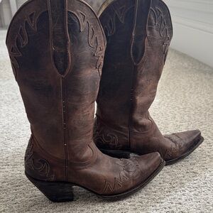 Brown Leather Heeled Boots